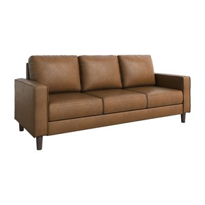 lexicon malcolm faux leather 3 seater sofa in brown
