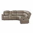 Lexicon 3-Piece Modern Wood and Microfiber Reclining Sectional in Sandy Brown