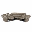 Lexicon 3-Piece Modern Wood and Microfiber Reclining Sectional in Sandy Brown