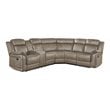 Lexicon 3-Piece Modern Wood and Microfiber Reclining Sectional in Sandy Brown
