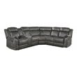 Lexicon 3-Piece Modern Wood and Microfiber Reclining Sectional in Brownish Gray