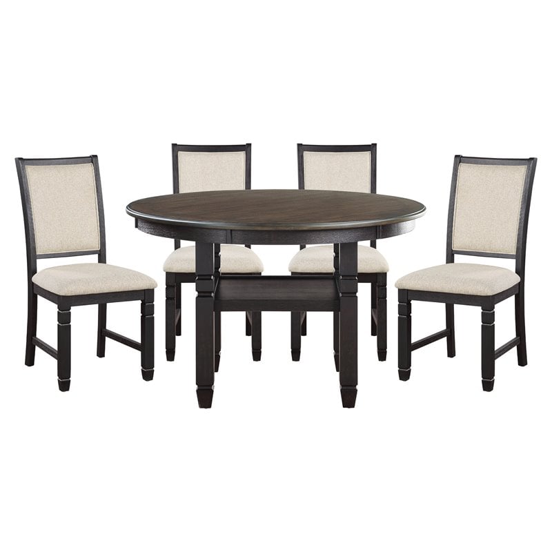 Lexicon Transitional Engineered Wood Dining Room Table in Brown/Black