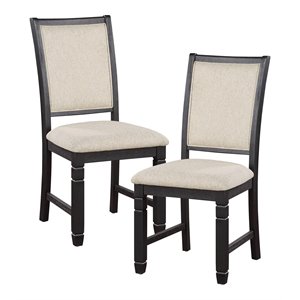 Lexicon 19.5&quot Fabric Dining Room Side Chair in Beige/Black (Set of 2)