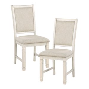 Lexicon 19.5&quot Fabric Dining Room Side Chair in Beige/White (Set of 2)