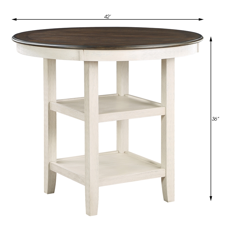 Lexicon Transitional Wood Counter Height Dining Room Table in Brown/White