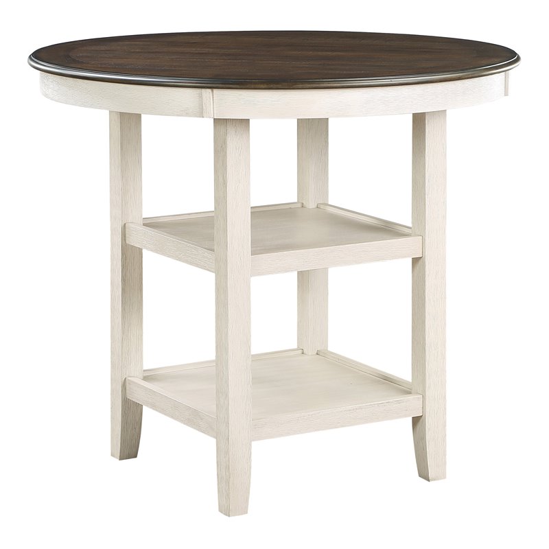 Lexicon Transitional Wood Counter Height Dining Room Table in Brown/White