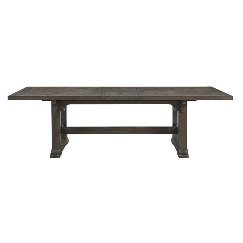 Lexicon Transitional Engineered Wood Dining Room Table in Driftwood Brown