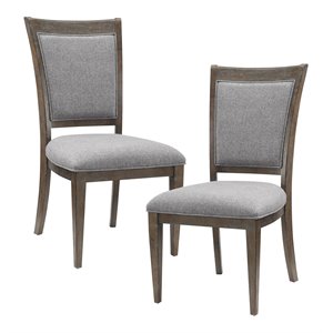 Lexicon 19&quot Transitional Fabric Dining Room Side Chair in Gray/Brown (Set of 2)