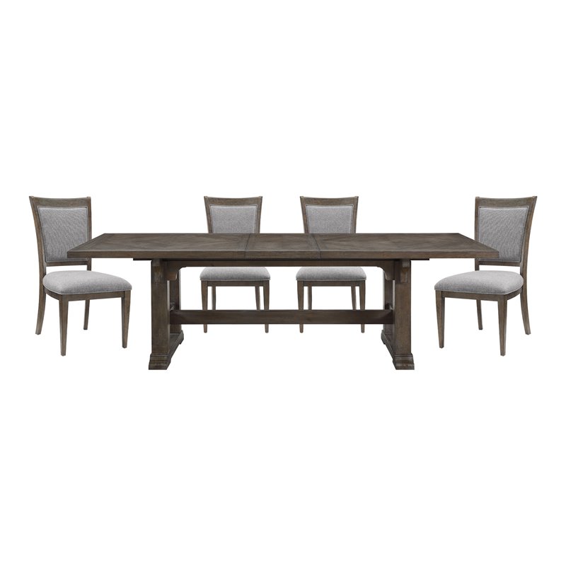 Lexicon 5-Piece Fabric Dining Set with 1 Table and 4 Side Chairs in Brown/Gray