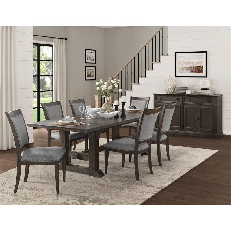 Lexicon 7-Piece Wood Dining Set with Arm and Side Chairs in Driftwood Brown/Gray