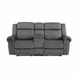 Lexicon Fabric Double Reclining Love Seat with Center Console in Charcoal