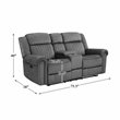 Lexicon Fabric Double Reclining Love Seat with Center Console in Charcoal