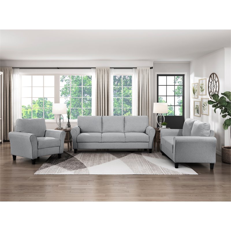 Lexicon Transitional Solid Wood and Polyester Love Seat in Dark Gray/Black