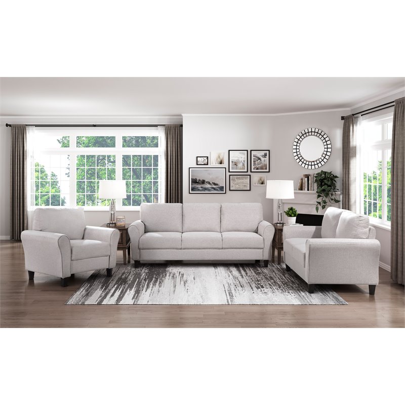 Lexicon Transitional Solid Wood and Polyester Love Seat in Gray/Sand Brown