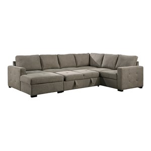 lexicon 3-piece fabric sectional with left chaise and hidden storage in brown