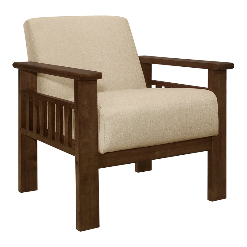 Lexicon Helena Solid Wood and Fabric Accent Chair in Walnut & Light