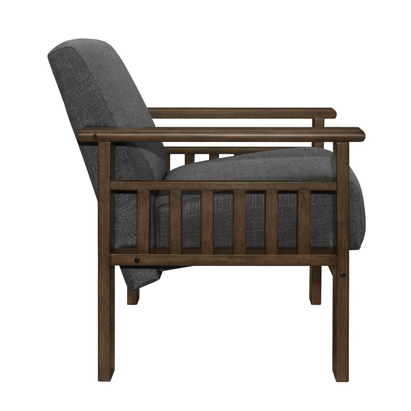 Lexicon Helena Solid Wood and Fabric Accent Chair in Walnut & Dark Gray