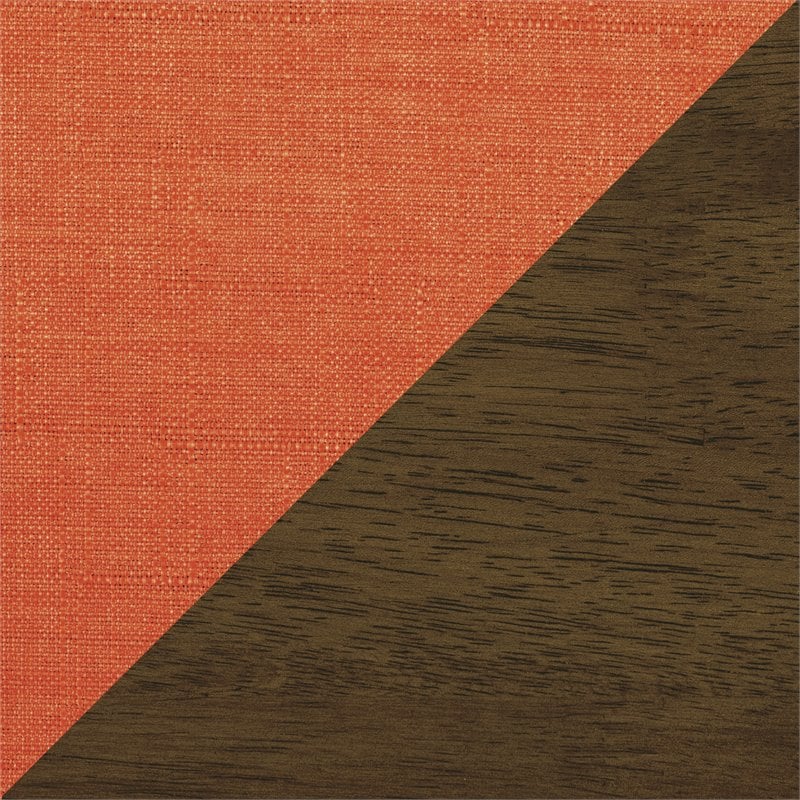 Lexicon Helena Solid Wood and Fabric Accent Chair in Walnut & Orange