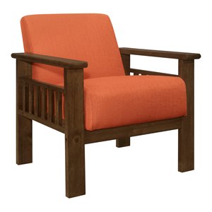 lexicon helena solid wood and fabric accent chair in walnut & orange