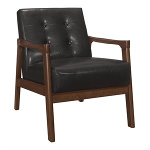 lexicon alby solid wood and fabric accent chair in dark walnut & dark brown