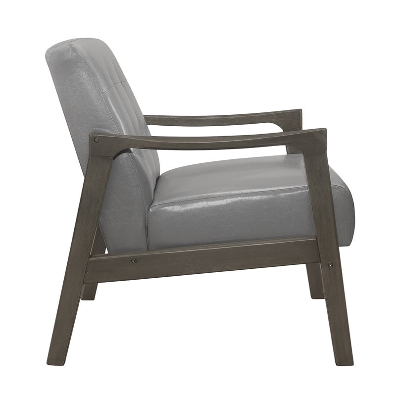 Lexicon Alby Solid Wood and Textured Fabric Accent Chair in Light Gray