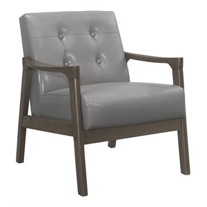 lexicon alby solid wood and textured fabric accent chair in light gray