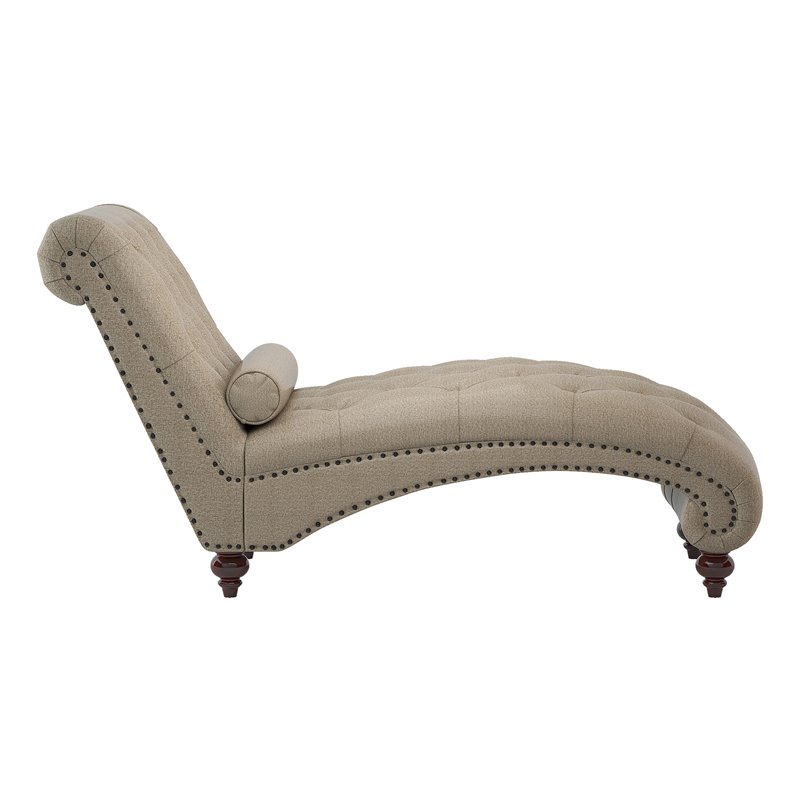 Lexicon Bonne Traditional Wood and Fabric Chaise with 1 Bolster Pillow in Brown