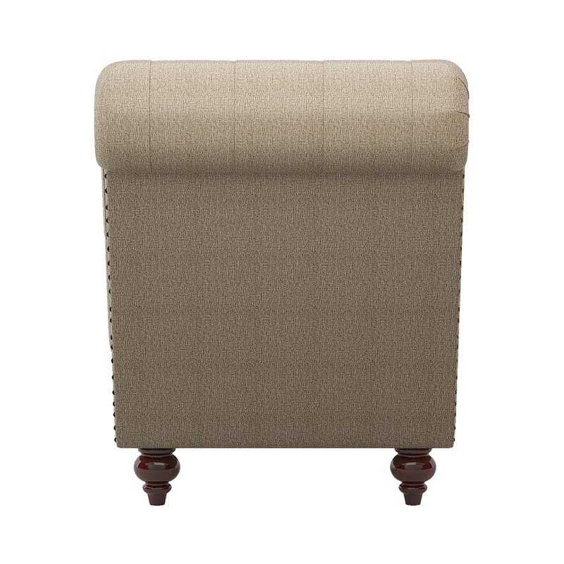 Lexicon Bonne Traditional Wood and Fabric Chaise with 1 Bolster Pillow in Brown