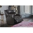 Lexicon Foxcroft Modern Wood & Faux Leather Power Reclining Chair in Brown
