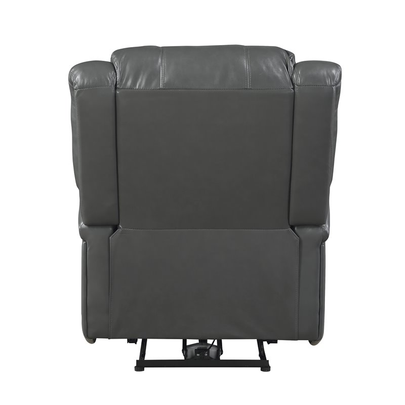Lexicon Foxcroft Modern Wood & Faux Leather Power Reclining Chair in Gray