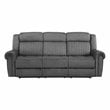 Lexicon Brennen Wood & Microfiber Power Double Reclining Sofa in Charcoal