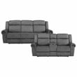 Lexicon Brennen Wood & Microfiber Power Double Reclining Sofa in Charcoal
