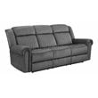 Lexicon Brennen Wood & Microfiber Power Double Reclining Sofa in Charcoal