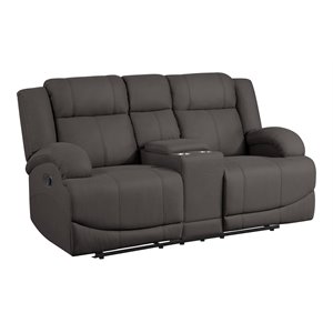 lexicon camryn fabric double reclining loveseat w/ center console in chocolate