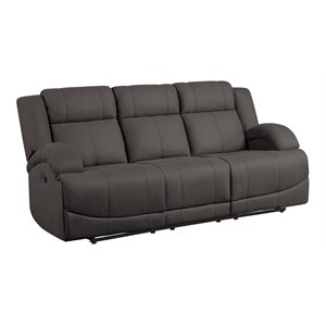 lexicon camryn traditional wood & fabric double reclining sofa in chocolate