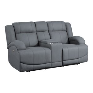 lexicon camryn fabric power double reclining loveseat w/ center console in blue