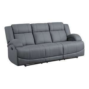 lexicon camryn traditional wood & fabric double reclining sofa in graphite blue