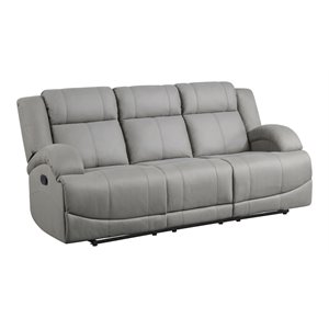 lexicon camryn traditional wood & fabric double reclining sofa in gray