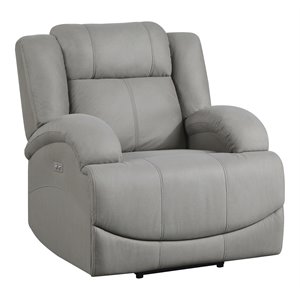 Lexicon Camryn Traditional Wood & Fabric Power Reclining Chair in Gray