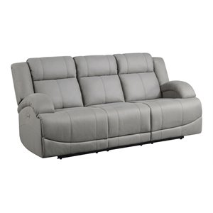 lexicon camryn traditional wood & fabric power double reclining sofa in gray