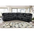 Lexicon Bastrop 3-Piece Traditional Wood & Faux Leather Sectional Set in Black