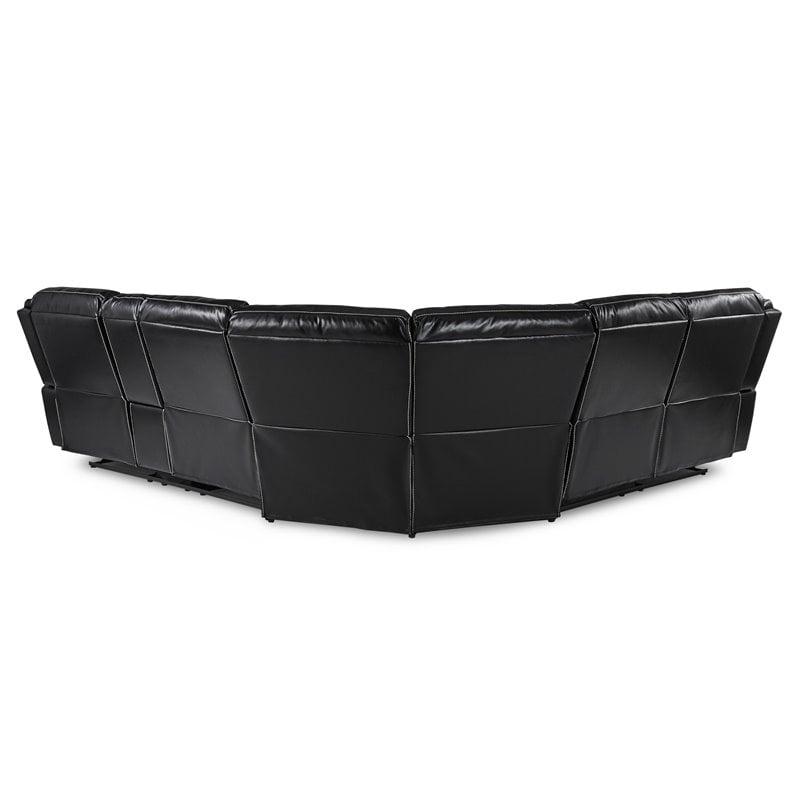 Lexicon Bastrop 3-Piece Traditional Wood & Faux Leather Sectional Set in Black