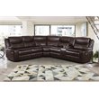 Lexicon Bastrop 3-Piece Traditional Wood & Faux Leather Sectional Set in Brown
