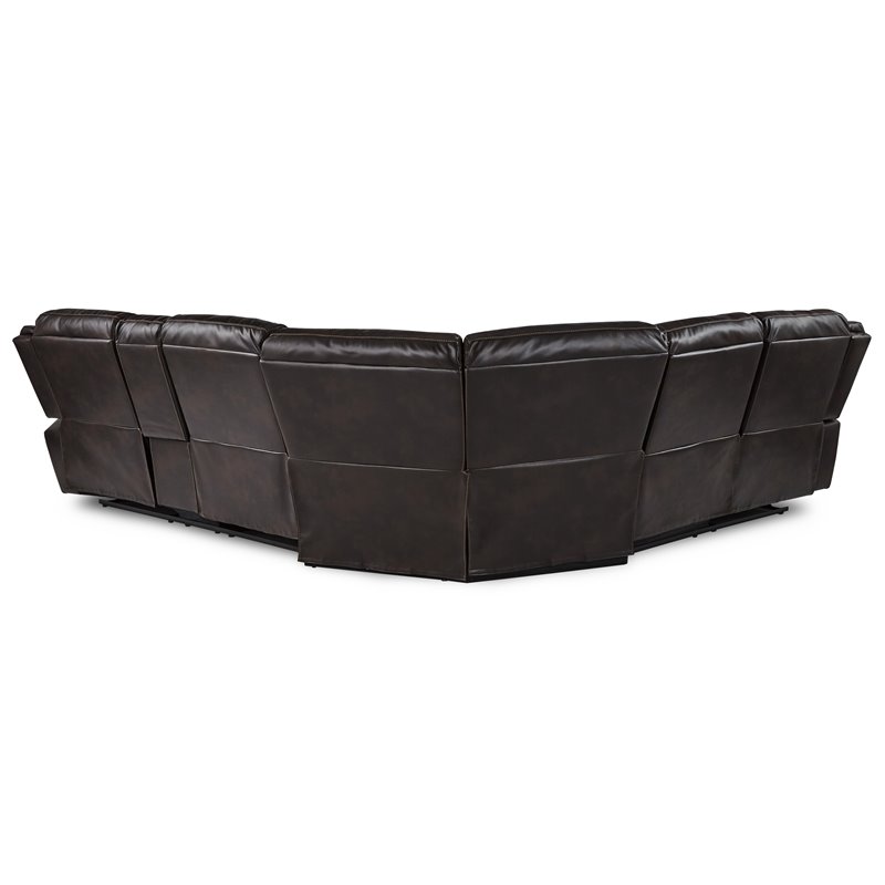 Lexicon Bastrop 3-Piece Traditional Wood & Faux Leather Sectional Set in Brown