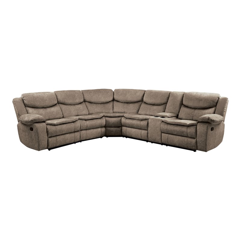 Lexicon Bastrop 3-Piece Traditional Wood & Fabric Sectional Set in Brown