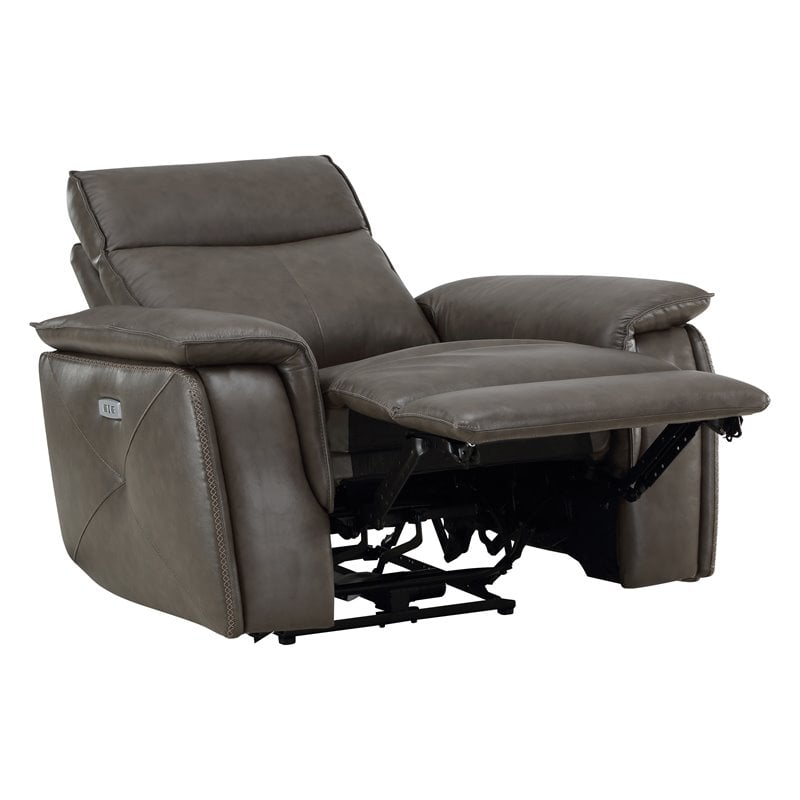 Lexicon Maroni Leather Power Reclining Chair with Power Headrest in Dark Brown