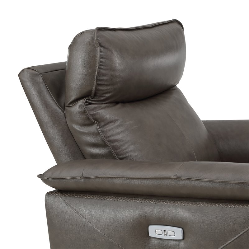 Lexicon Maroni Leather Power Reclining Chair with Power Headrest in Dark Brown
