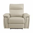 Lexicon Maroni Wood & Leather Power Reclining Chair with Power Headrest in Beige