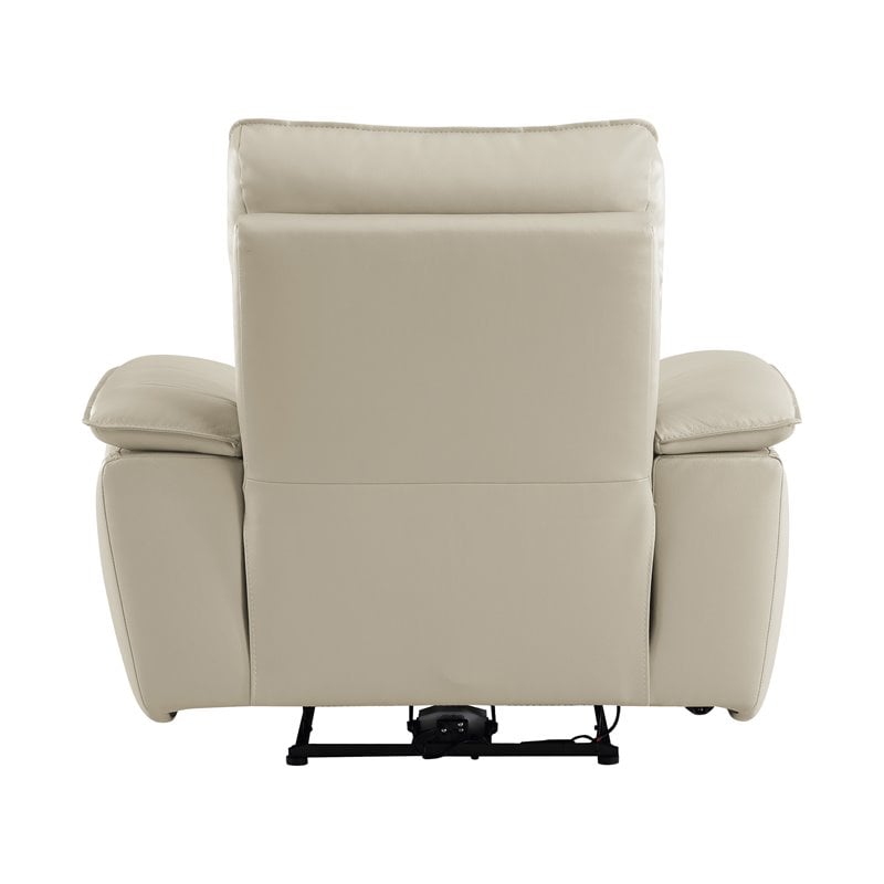 Lexicon Maroni Wood & Leather Power Reclining Chair with Power Headrest in Beige