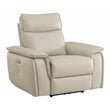Lexicon Maroni Wood & Leather Power Reclining Chair with Power Headrest in Beige